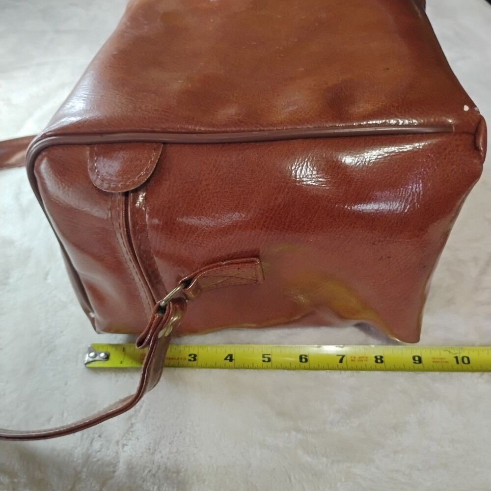Vintage Brown Faux Leather Camera Bag Crossbody Case Taiwan 70s Gear Travel 9x9 - Picture 12 of 16